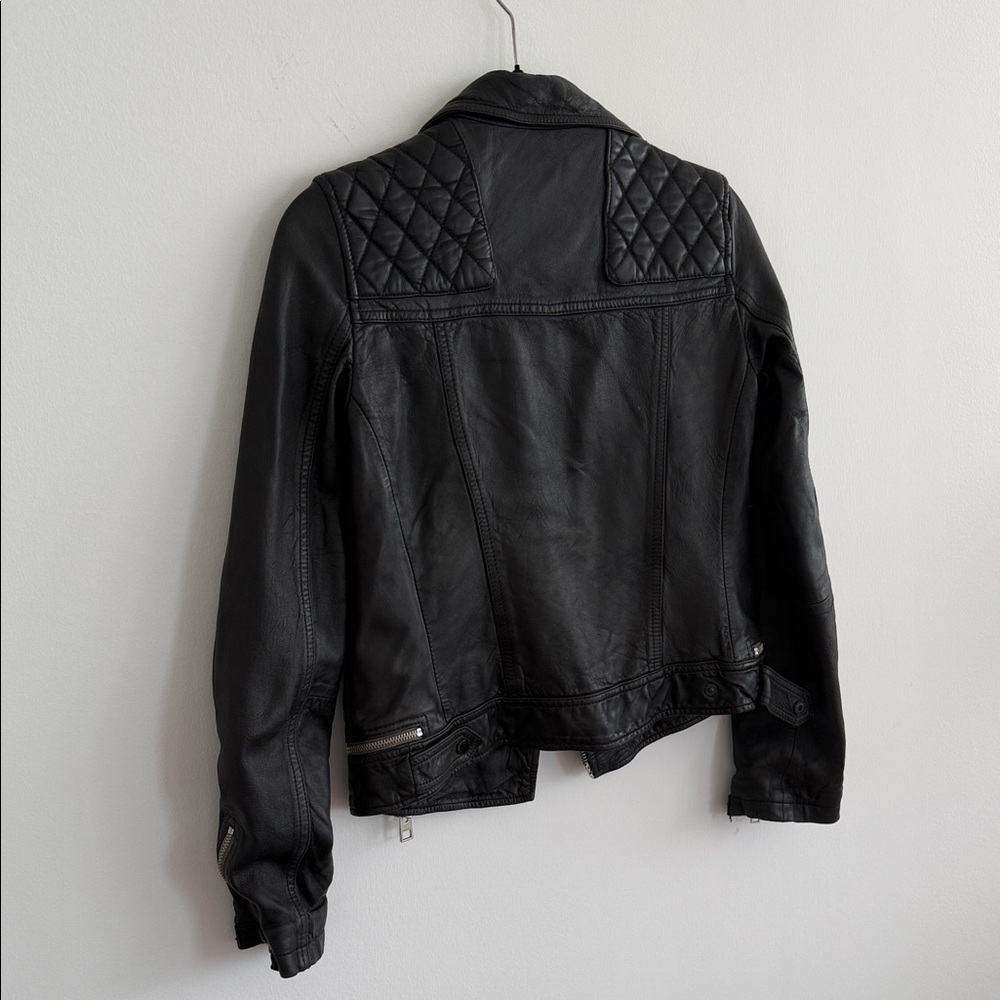 All Saints Black Leather Biker Jacket - Picture 6 of 7